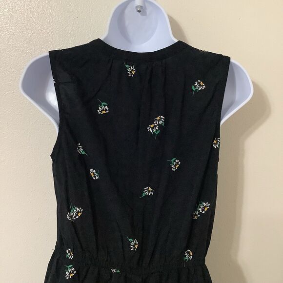 Old Navy Black Floral Cottagecore Summer Tropical Daisy Print Mini Dress Small - Picture 9 of 12